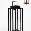 Stainless Steel Lantern 5.5 x 14 Inch Tall Metal Hanging Lanterns with Clear Glass Panels, Indoor & Outdoor Home Decor for Parties & Events - Black Finish