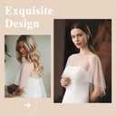 Pearl Shawl Wrap Shrug Bridal Cape Sheer Tulle White Black Elegant Wedding Cape Dress Cover Up for Women Girls (White)