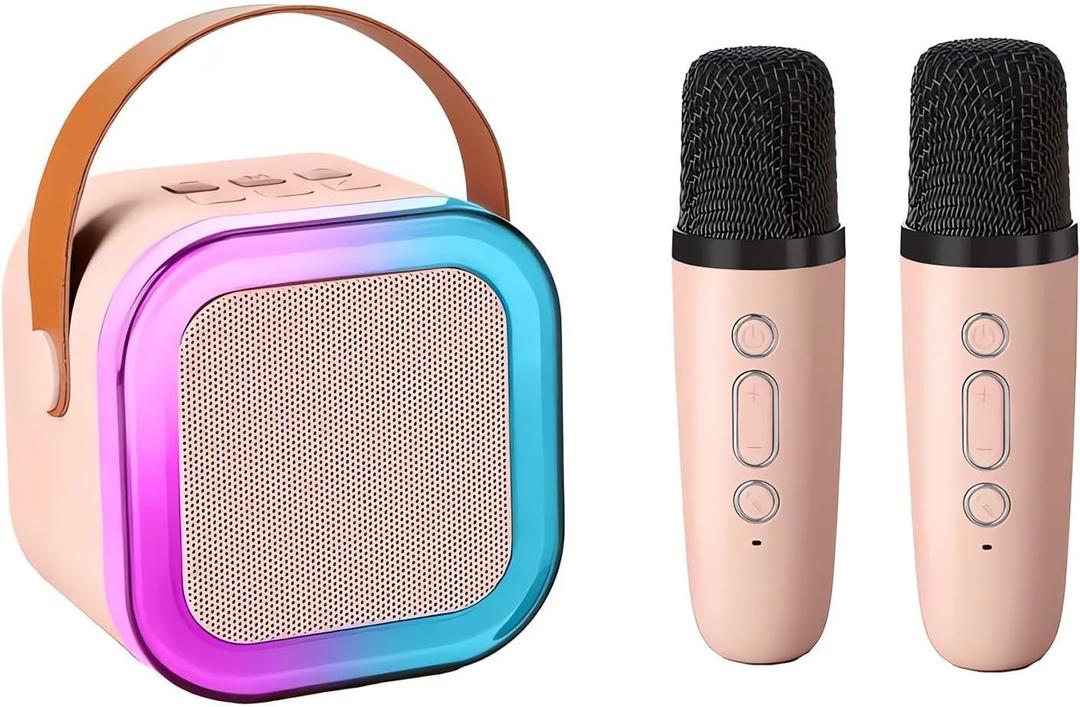 2025 TOP Birthday Gifts Toys,Mini Karaoke Machine for Kids Adults, Portable Bluetooth Speaker with 2 Wireless Karaoke Microphones, for Girls 3,4, 5, 6, 7, 8+Years Old Toddler Karaoke Player (Pink)