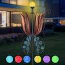 WONDER GARDEN Wind Spinners for Yard and Garden-Flower Solar Wind Spinners - 7FT Wind Sculptures & Spinners with LED Changing Light Glass Ball for Garden Outdoor Decor