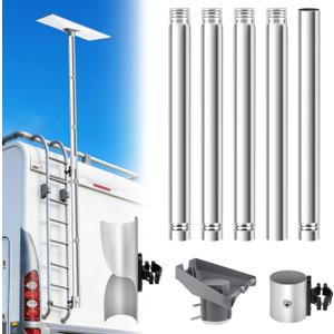 Starlink Gen 3 RV Ladder Mount Kit,10FT Starlink Gen 3 Flag Pole Mounting Kit,Fits 0.7 to 1.1 Inch RV Ladder Rails,Adjustable 5 Section Tubes,with Adapter,Simple Installation(for Gen)