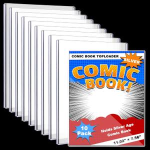 Silver Age Comic Book Top Loaders 10ct Comics Storage Protector Sleeves Plastic Rigid Holder Crystal Clear Protection for Current Modern Comic Book Collectors Storage Display