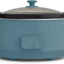 bella 6.0 Qt Programmable Slow Cooker, Ceramic Nonstick Coating, Adjustable Temperature & Cooking Times, Dishwasher Safe Stoneware Pot & Tempered Glass Lid, Tangle Free Cord Wrap, Surf, 6 Quarts