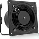 HG Power 6 Inch Exhaust Fan, 308CFM Wall Exhaust Fan for Kitchen, Metal Extractor Fan for Attic, Garage, Window Ventilation, HVAC System, 6 inch with Switch, (Black)