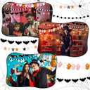 2 x Breling 4 Pcs Halloween Ghost Garland Banner Pink Black White Orange Ghost Bats Pompom Stars Hanging Banners Halloween Party Banner Decorations for Houses Doorways Haunted Indoor Outdoor Home Decor