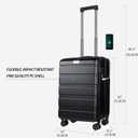 KROSER Carry On Luggage with Spinner Wheels & Built-in TSA Lock, Expandable Top Opening Hard Shell Suitcase Large Capacity Durable Rolling Luggage with USB Port, Carry-On 20-Inch, Black