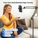 Floor Kindle Stand Holder with Remote Page Turner, Bed Holder with Clicker for Reading, Kindle Accessories for 4.7-11.9 inch Devices (Black)