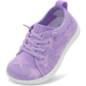 LeIsfIt Toddler Shoes Girls Boys Wide Shoes Kids Zero Drop Minimalist Sneakers Barefoot Slip on Tennis Sneakers (Purple)