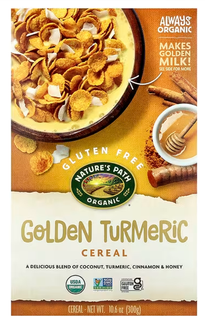 6 Packs Nature's Path Organic Golden Turmeric Cereal, BB date: 07/10/26