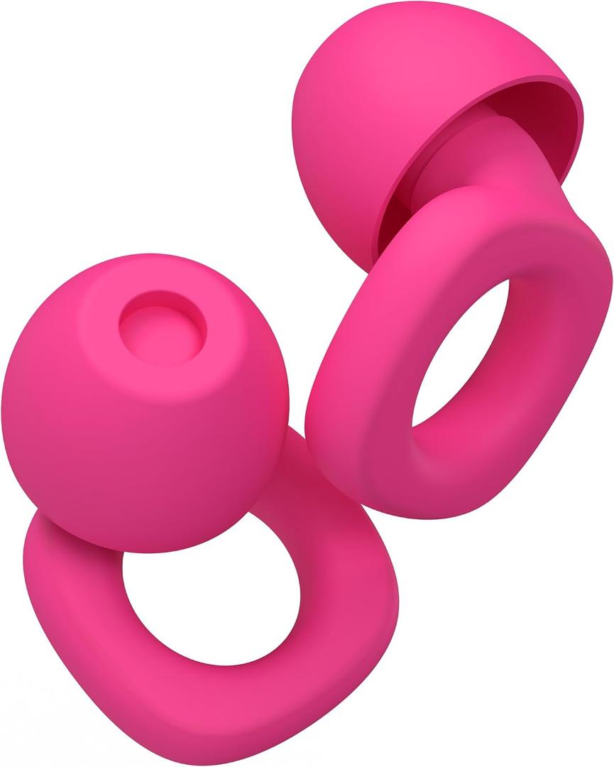 4 x Audree Soft Ear Plugs for Noise Reduction, Reusable Flexible Earplugs for Sleep, Travelling, Focus, Study & Noise Sensitivity, 28dB Noise Cancelling, 8 Silicone Ear Tips in XS/S/M/L, Rose