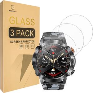 Mr.Shield Screen Protector compatible with GLONHI K59 Pro/SIEMORL ST19 / LIGE ST19 / ESFOE ST19 / LIGE K59, K59 / ST19 1.43" Smartwatch [Tempered Glass] [3-PACK] [Japan Glass with 9H Hardness]