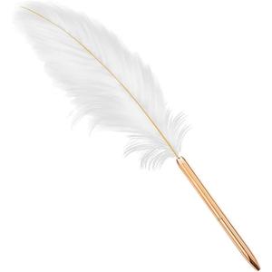 White Retro Feather Ballpoint Pen, Exquisite Siganture Pen, Refillable Ballpoint Pen, Wedding Office Business Gift Pens for Signing Artwork Journal Writing Ballpoint Pens and Refills, Ballpoint Pens