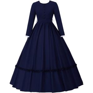 Women's Victorian Civil War Dress Costume Vintage Reenactment Historical Dresses Southern Belle Costumes Ball Gown (XX-Large, Dark Blue)