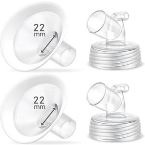 2 Packs 22mm Flange Set, Updated Soft Rim Shield and Wide Mouth Base Connector Pump Parts for Spectra S2 Spectra S1 9 Plus Breastpumps Accessories, 106 Degree Wider Opening Angel