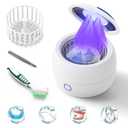 2025 Ultrasonic Retainer Cleaner Machine  45kHz Retainer Cleaner for Night Guards, Mouth Guards, Dentures  24W Dental Ultrasonic Cleaner with 4 Modes, 200ML  Great Gift for Braces Users (White)