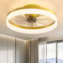 PUSU 15.8" Low Profile LED Ceiling Fans with Light, Reversible Flush Mount with Remote and 6 Winds Speeds Fan Lighting, 3 Colors Dimmable for Bedroom, Garage, Kids, Dinning Room, Kitchen (Gold)