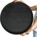 Gurfuy Round Wood Ottoman Serving Tray 24" - Rustic Wooden Table Tray for Farmhouse Decorative Oversized Coffee Table Trays Living Room Kitchen Counter Breakfast Black