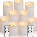 Nimiko Flameless Candles with Remote, Battery Operated Flickering Flameless Candles, LED Candles with Timer 2/4/6/8H, with Realistic LED Candles Set of 9 (D3 x H 3" 4" 5" 6" 7") (White)