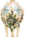 QIFU Hand Painted Easter Egg Style Decorative Enameled Trinket Box Unique Gift for Family