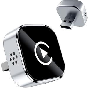 Wireless CarPlay Adapter Upgrade Wired CarPlay to Wireless, Mini USB Design for Cars with Built-in Wired Apple CarPlay Plug and Play Easy Use Fast Stable Connection Car Play for iPhone (Silvery)