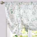 jinchan Floral Tie Up Valance Curtain Adjustable Linen Valance for Windows Farmhouse 45 Inch Botanical Colorful Flower Kitchen Window Treatment for Living Room RV Light Filtering 1 Panel Sage Green