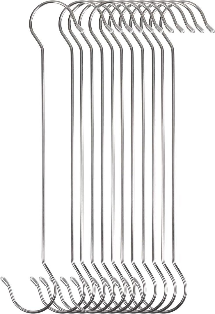 12 Pack 15.7Inch Extra Long S Hooks Stainless Steel Heavy Duty for Hanging Potted Plants (15.7Inch/12pack)