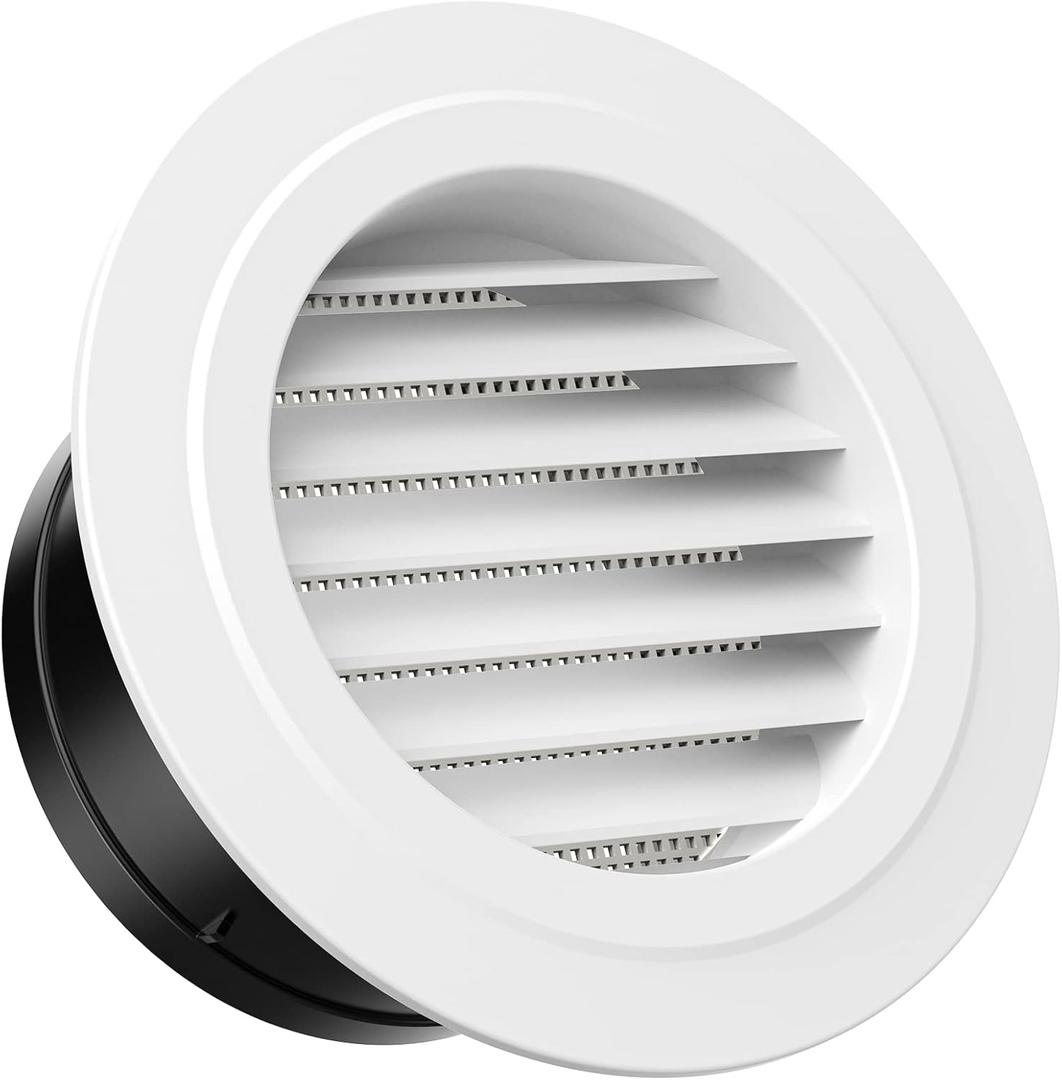 HG Power 6 Inch Round Air Vent, ABS Louver Grille Cover with Built-in Screen Mesh, White Soffit Vent for Bathroom Office Kitchen Ventilation - Opening Size 5.66" HG Power 6 Inch Round Air Vent, ABS Louver Grille Cover with Built-in Screen Mesh, White Soffit Vent for Bathroom Office Kitchen Ventilation - Opening Size 5.66"