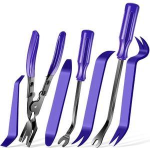 Keze 7 Pcs Auto Plastic Trim Removal Pry Tool & Clip Plier Remover Kit for Removal Car Body Upholstery Door Panel Dashboard Automotive Push Rivets Fasteners-Blue