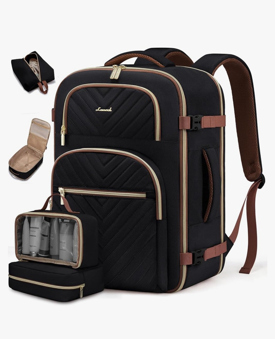 LOVEVOOK Travel Backpack Carry on Flight Approved 40L,Waterproof TSA Travel Essentials Personal Item Backpack for Women Men,Large Carry on Luggage Suitcase Travel Bag for Airplane with 3 Packing Cubes