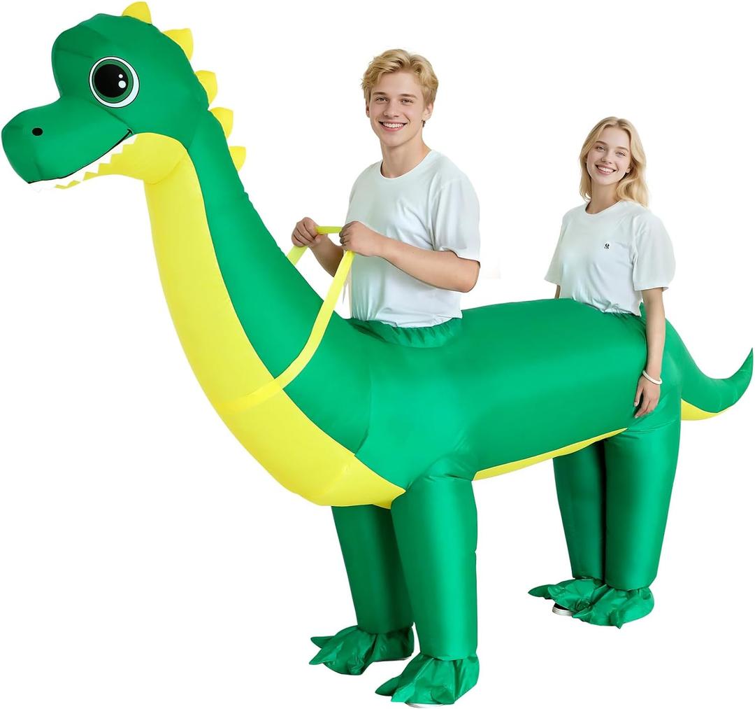 XYJKIDSES Inflatable Dinosaur Costume for Couples Halloween Costumes for Adults Funny 2025 New Inflatable Costume 2-Person Brachiosaurus Costumes Blow Up Costumes for Cosplay Party