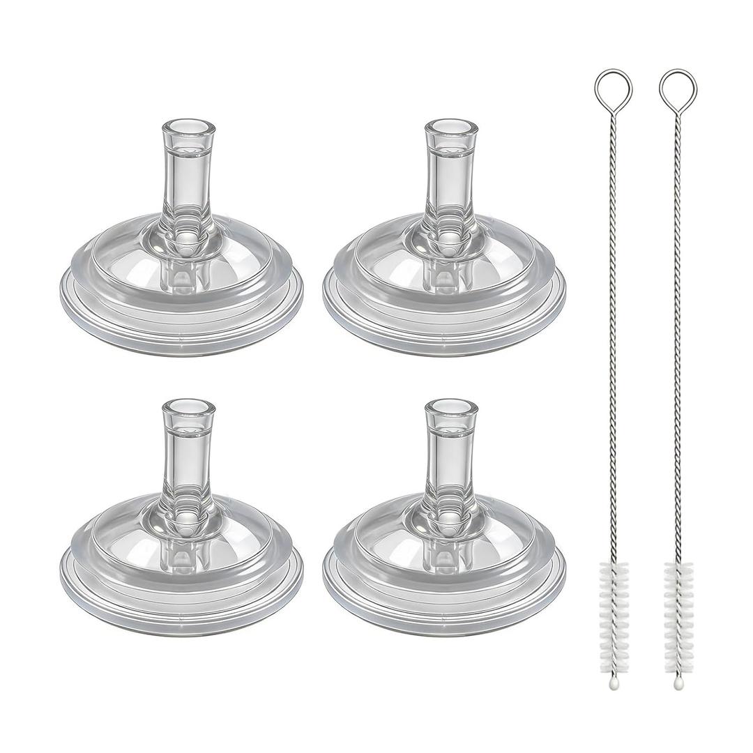 Straw Nipples for Nanobebe Flexy Silicone Bottles (5oz & 9oz), Soft 100% Silicone Sippy Straw Nipples, Leak-Resistant, Includes 2 Cleaning Brush, 8m+, 4 Pack