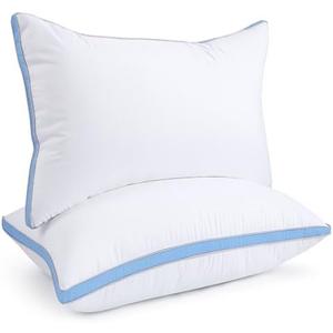 viewstar Pillows Queen Size, Hotel Quality Cooling Down Alternative Gusseted Bed Pillows for Side, Back, or Stomach Sleepers, Light Blue