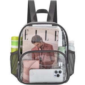 Busiuw Clear Backpack for Stadium Events 12x12x6 with Front Pocket for Concert Sport Fashion Women Backpack Events Work Travel(Charcoal Gray)