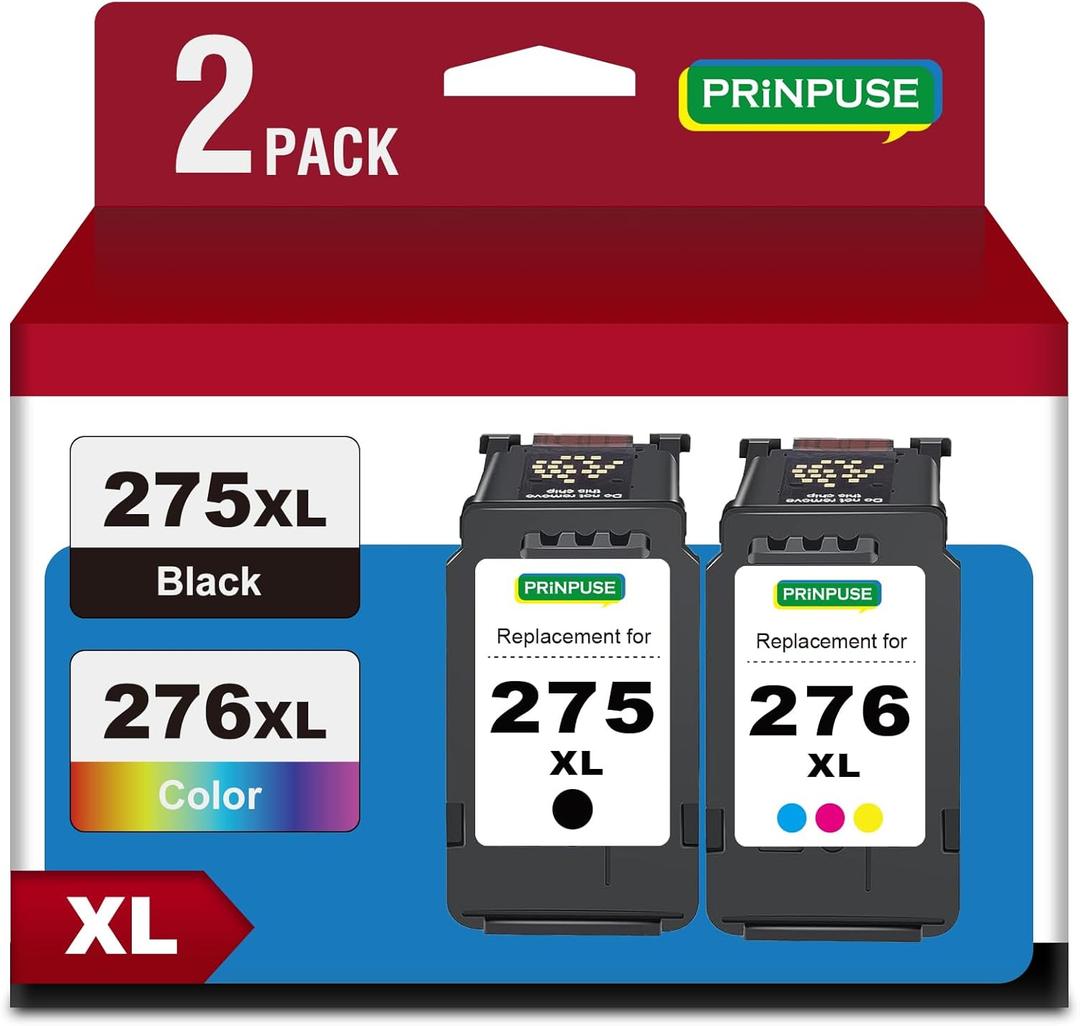 275 and 276 Ink Cartridges Replacements for Canon Ink 275 and 276 PG-275XL CL-276XL Used with Canon PIXMA TS3500 TS3522 TS3520 TS3720 TS3722 TR4700 TR4720 TR4722 Printer, Packaging May Vary