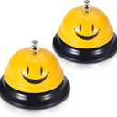 EMDMAK Call Bell, Service Bell for The Porter Kitchen Restaurant Bar Classic Concierge Hotel (3.35 Inch Diameter) (2 Pack)(Yellow)
