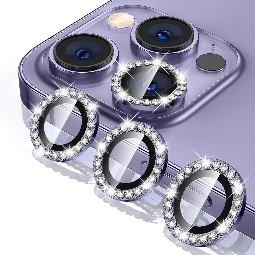 Tensea for iPhone 14 Pro - iPhone 14 Pro Max Camera Lens Protector Bling, 9H Tempered Glass Camera Cover Screen Protector Diamond Metal Individual Ring for 14 Pro 6.1" / 14 ProMax 6.7 inch 2022
