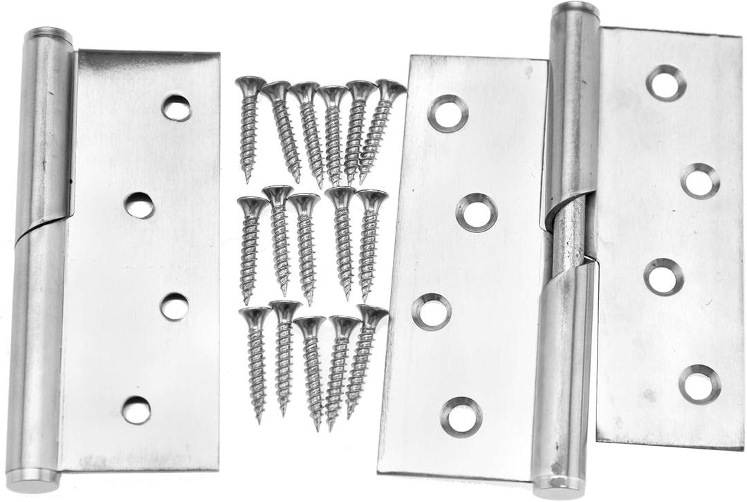 1 Pair 4"/100mm Stainless Steel Rising Butt Handed Lift Off Door Hinge (Right)