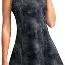 Viodia Women's Tennis Golf Dress with Shorts Active Exercise Workout Sports Athletic Dresses for Women with Zipper Pockets (Large, Tie Dye Black)