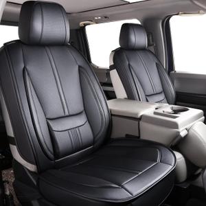 Chezope Car Seat Covers Full Set Custom Fit for Ford F150 2009-2024 Leather Truck 5 Seat Covers Full Set (Black)
