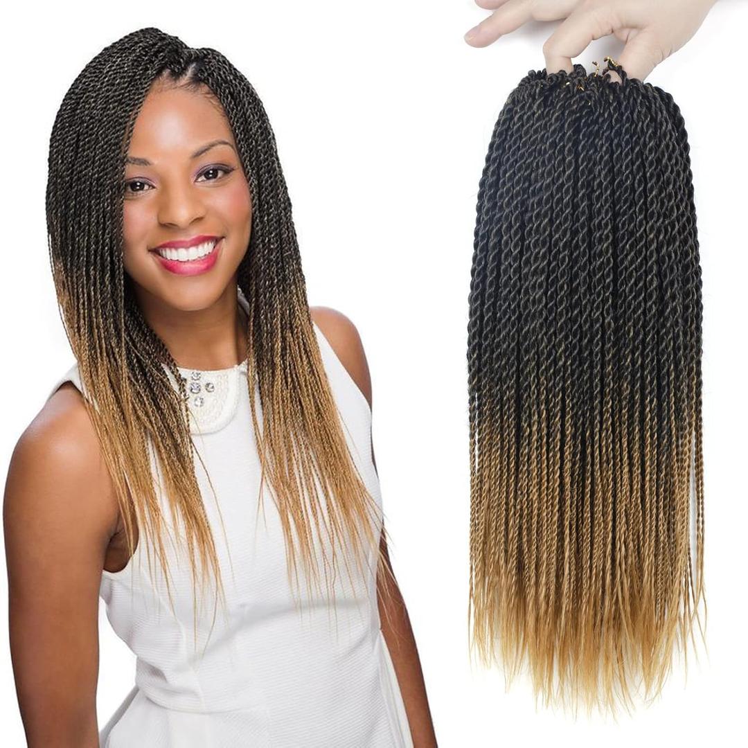 NAYOO Crochet Hair for Kids - 2 Packs 14 Inch Short Crochet Hair For Black Women, 30 Strands/Pack Small Crochet Twist Hair Hot Water Setting, Pre-Looped Crochet Twist Braids Hair (14 Inch, 1B/27)