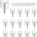 MOVELYST 15 Small Hooks+30 Removable Strips, Clear Wire Hanger Hooks, Damage-Free Utility Hooks, Heavy Duty with Adhesive Strips, No Tools Wall Hook for Hanging, Value Pack