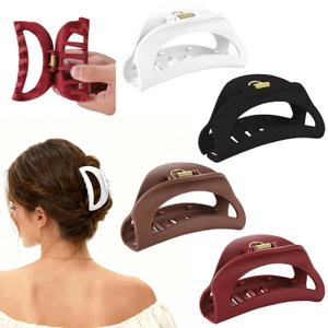 4Pcs Cloud Claw Clips for Women, 4.1" Non-Slip Strong Hold Hair Claws, Unbreakable TPEE-Silicone Blend, Large Bendable Cozy Hair Clip for Thin/Thick/Curly Hair, All-Day Comfort Matte Jaw Clip (Mutil-Color11: Red, Espresso, Black, Cream)