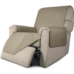 Easy-Going Recliner Chair Slipcover Reversible Sofa Cover Water Resistant Couch Cover Furniture Protector with Elastic Straps for Pets Dog (Recliner 22 inch, Beige/Beige)