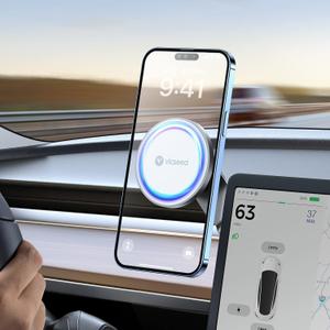VICSEED Tesla Phone MountStrongest Magnet Power Foldable Hidden Tesla Phone Holder Fit for All Phones, Tesla Model 3/Y/Cybertruck Accessories, Tesla Model 3 Model Y for MagSafe Car Mount - White