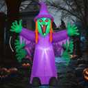 COMIN 8 FT Halloween Inflatables Shakable Witch Outdoor Decorations Blow Up Yard Scary with Built-in LEDs for Indoor Party Garden Lawn Decor