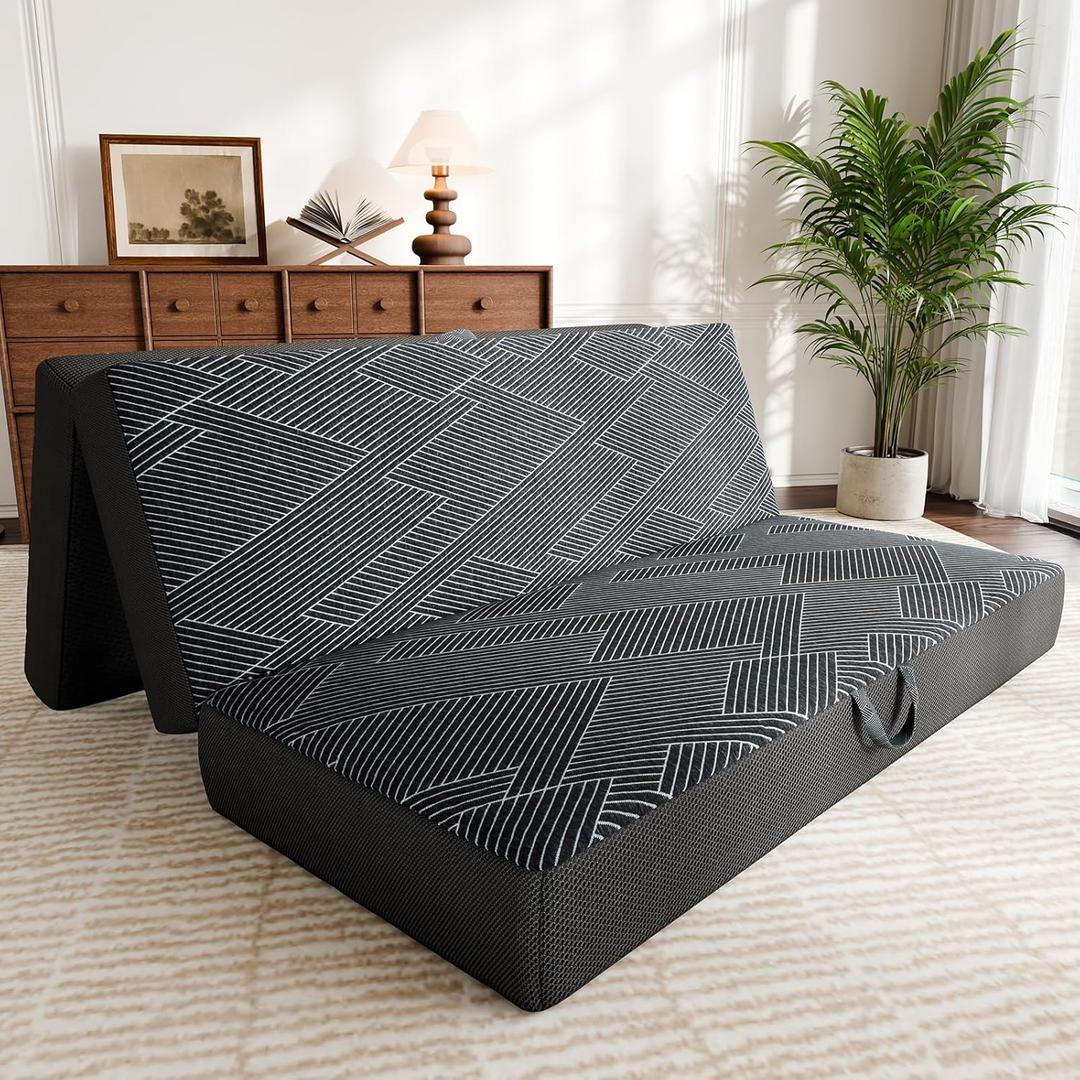 Vamcheer Folding Mattress Twin Size Foldable Mattress 6 Inch 75"x38"x6" | Tri Folding Mattress Trifold Memory Foam Mattress with Washable Cover, Handle & Non-Slip Bottom for Travel Camping Guest