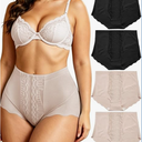 4Pack Women's High Waisted Underwear Moderate Tummy Control Shapewear Panties Stretch Lace Briefs for Women, 4XL