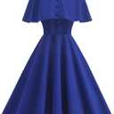 1950s Vintage Cocktail Dresses for Women Wedding Guest Church Modest Party Prom Dress with Shrug Peter Pan Collar Retro 50s Style Dresses for Women Formal Homecoming Rockabilly Dress Royal Blue XL