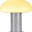 Mushroom Lamp, Retro Table Lamp with Touch Control Switch, 3 Way Dimmable Nightstand Lamp for Bedroom and Living Room, 6W LED Bulb Included (Silver)