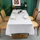 EHouseHome Fabric Table Cloth of Textile with White Lace-Waterproof/Wrinkle Free/Stain Resistant/Oil Proof-for Dining,Indoor&Outdoor,Wedding,Holiday,White,Rectangle 60x144Inch